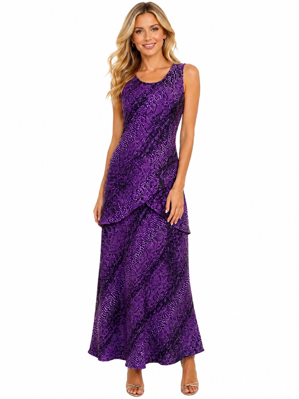 Positive Attitude Purple Textured 2 Pc Skirt Set Size 8 Women’s Career Church